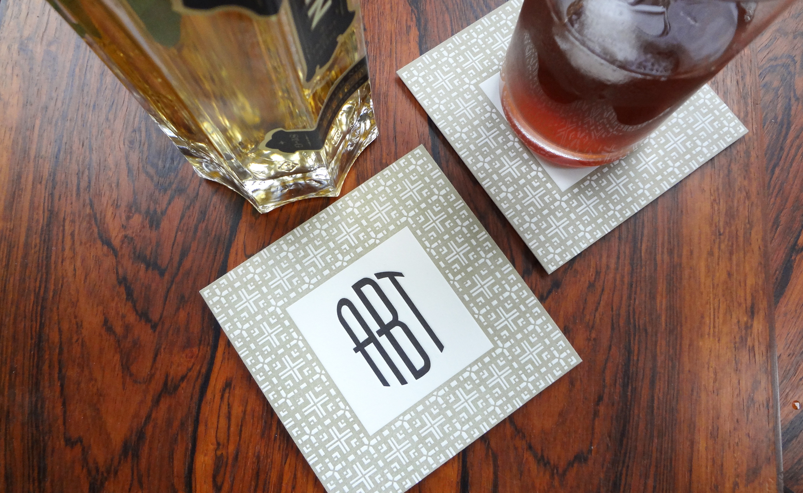 Art Deco Design, Japanese Design, Coasters, Letterpress, Illustration, Monogram, Graphic Design